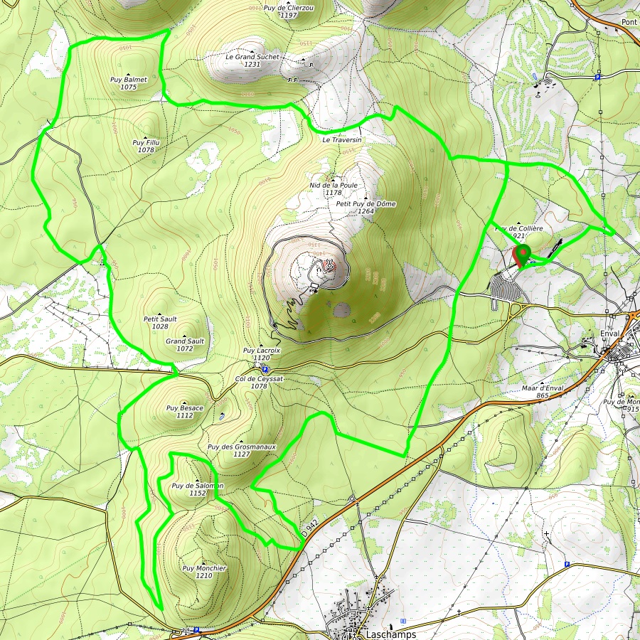 Carte du parcours du 25km de la Course des Volcans